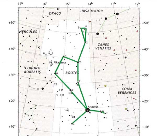 Схема созвездия Волопас
