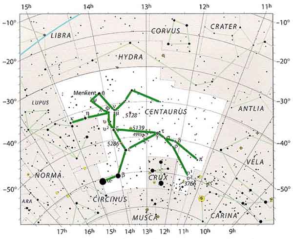 Схема созвездия Центавр