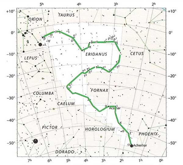 Схема созвездия Эридан