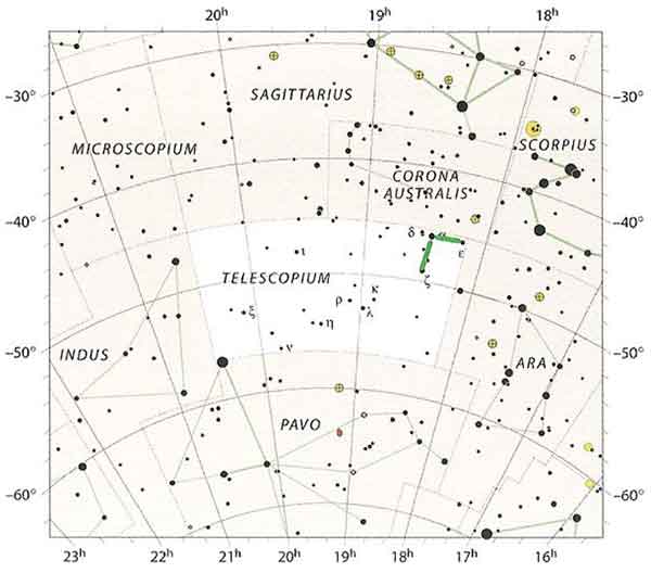 Схема созвездия Телескоп